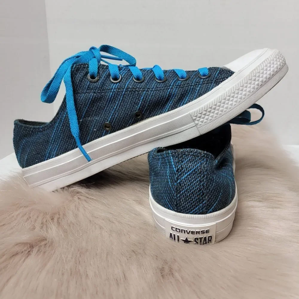 Converse Chuck Taylor All Star II Ox Knit 151091C Blue Men's Shoes Size 8 - Picture 5 of 10
